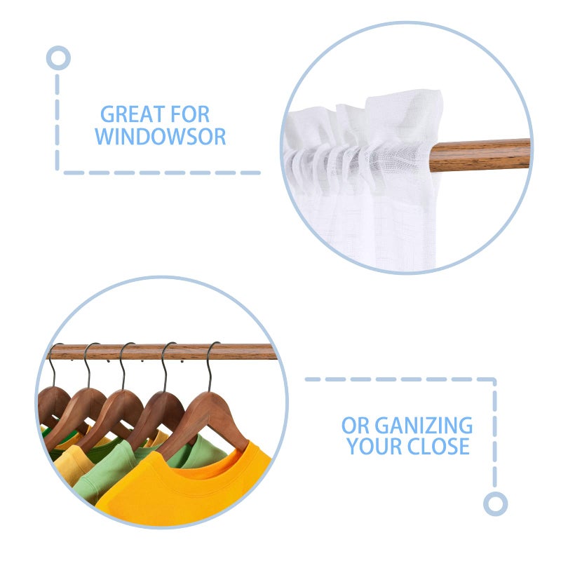 AIZESI Spring Tension Curtain Rods Short Tension Rod (Wood, 16" to 28"-2Pcs, Optimum Scope of Application 16 to 24 inch, Can't Hang Heavy Curtains) - Image 3